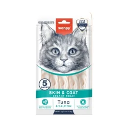 Wanpy Kat Funktionel Cremet Slikbar Godbid til hud og pels med Tun og laks