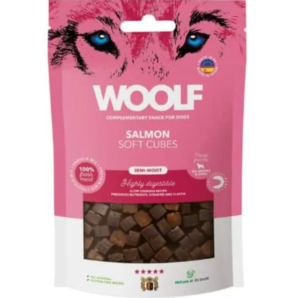 Woolf Hundesnack Bløde Terninger med Laks - monoprotein 100 g